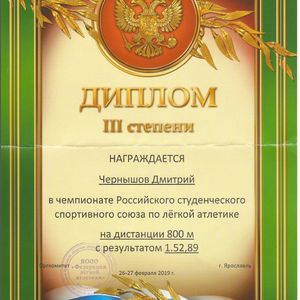 Диплом III степени Чернышова Дмитрия