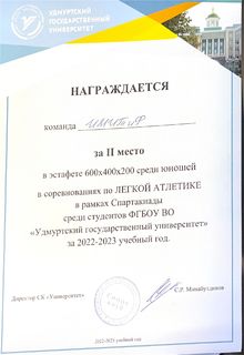 Диплом ИМИТиФ Легкая атлетика (600х400х200)